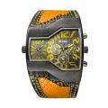 Oulm Quartz Watch Distinctive Men's Watch Double Time Zone Fashion Large Dial Belt Men's Watch Cross Border Ins Style.