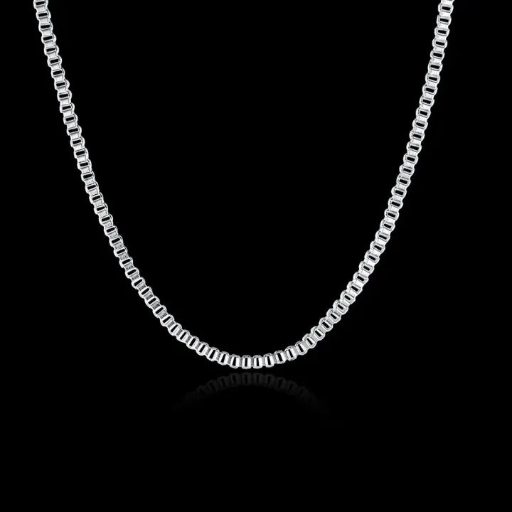 925%20Sterling%20Silver%20Necklace%2016/18/20/22/24%20inches%20fine%201.5MM%20Box%20chain%20For%20Women%20top%20quality%20Fashion%20Jewelry%20Christmas%20Gifts%20-%20Image%205