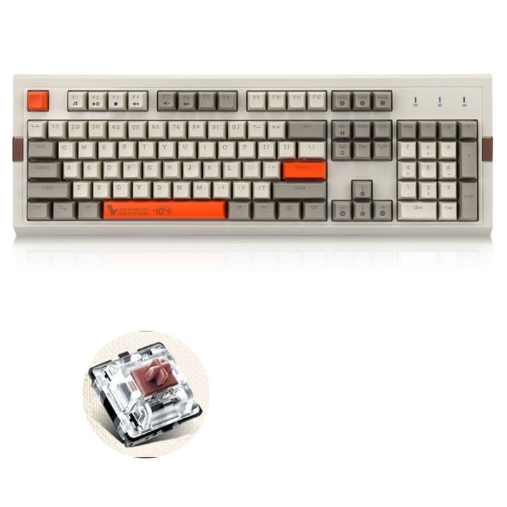 Ajazz AK510 104 Keys Retro Mechanical Keyboard SA Ball Cap PBT Internet Cafe Gaming RGB Lighting Keyboard, Cable Length 1.6m, Style:RGB Backlight + Three Orange Keycaps