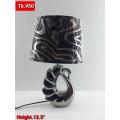 Ceramic Table Lamp With Silk Shade.
