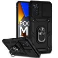 lthmy for Xiaomi Poco M4 Pro 4G case Heavy Duty Protective Case with Ring Kickstand and Sliding Camera Cover. 