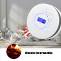Migeet Smoke and Carbon Monoxide Alarm Smoke Detector Carbon Monoxide Detector Powered by batt-erys with LCD Display Voice Warning. 