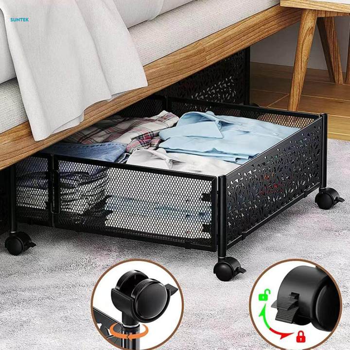 under Bed Storage, under Bed Shoe Storage Organizer, Rolling Underbed Organization under The Bed Storage Container with Wheels, for Drawer Dorm
