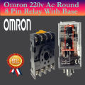 Omron AC 220V/240V 10A Coil Round 8 Pin MK2P-1 Power Electromagnetic Relay With Base. 