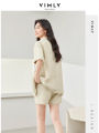 Vimly Light Green 2 Piece Sets Womens Outfits Lapel Short Sleeves Jacket Short Pant 2024 Spring New Casual Matching Sets M6089. 