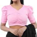 Cotton Half Body Short Sleeve Crop Tops Blouse for Women - Casual and Trendy.