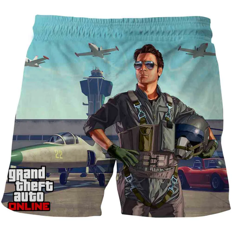 New GTA Grand Theft Auto Game 3D print swimming trunks Men
