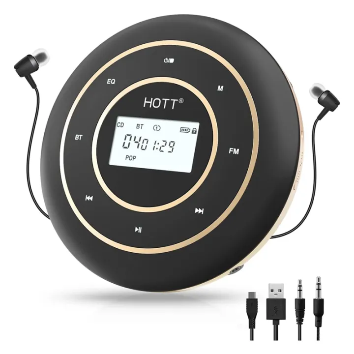 C105 Portable CD Player Bluetooth FM Transmitter Rechargeable CD Player with Touch Button Backlight Display for Home Car Easy to Use