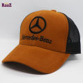 Brown Mercedes Embroidery Logo Half Net Cap. 