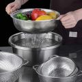 6 Pcs Stainless Steel Rice Washing Bowl,(S)Kitchen Strainer with Side Drainers for Rice,Vegetables & Fruit,Stainless Steel Mesh Colander pasta strainer vegetable rice strainer.. 