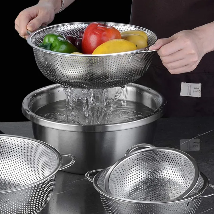 6%20Pcs%20Stainless%20Steel%20Rice%20Washing%20Bowl,(S)Kitchen%20Strainer%20with%20Side%20Drainers%20for%20Rice,Vegetables%20&%20Fruit,Stainless%20Steel%20Mesh%20Colander%20pasta%20strainer%20vegetable%20rice%20strainer.%20-%20Image%202
