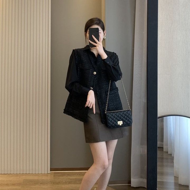 Black%20Shirt%20Women's%20Long-Sleeved%20Spring%20and%20Autumn%20French%20Design%20Feeling%20Light%20Mature%20Wind%20Exquisite%20Stacked%20Loose%20Temperament%20Professional%20Shirt%20-%20Image%203