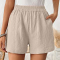 Women's Double Layered Cotton Pleats Shorts Straight Leg Casual Pants High Waist Sports Loose Shorts Fashion Streetwear.