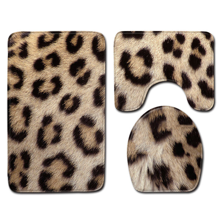 Animal print, skin pattern, leopard print, tiger print, toilet carpet, three-piece bathroom anti-slip mat, to figure the foot mat, cross-border delivery