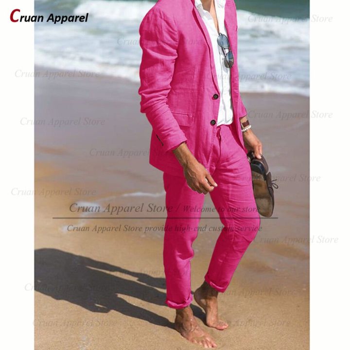 Linen%20Suits%20for%20Men%20Slim%20Fit%20Summer%20Formal%20Business%20Wedding%20Beach%20Thin%20Tuxedo%20Tailor-made%20Casual%20Blazer%20Pants%20Set%20Fashion%20Jacket%20-%20Image%204