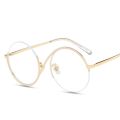 New Fashion Round Semi-Rimless S Shape Women EyeGlasses Big Frame Clear Lens Optical Eyewear Men Vintage Anti-Blue Light Glasses. 