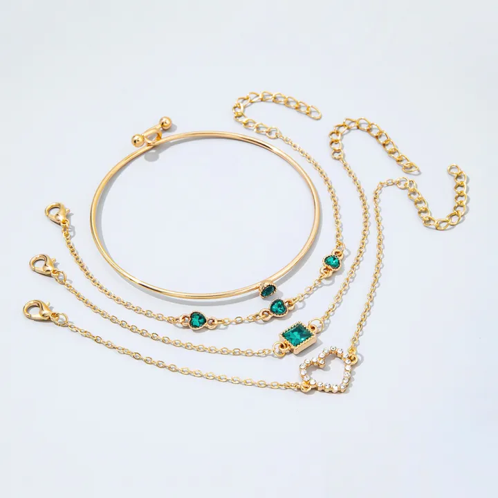 New%20Fashion%20Jewelry%20Femme%20Chain%20Bracelet%20Bangles%20For%20Women%20Girl%20Crystal%20Women%20Gold%20Hand%204pcs%20Chain%20Bracelet%20-%20Image%204
