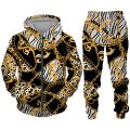 Luxury Golden Pattern Men's 3D Print Zipper Hoodie/Tracksuit Set Baroque Court Crown Vintage Street Wear Men/Women Clothing Suit.