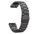 For Garmin Fenix 5X Three-Bead Stainless Steel Metal Watch Band, Size:26MM(Black). 