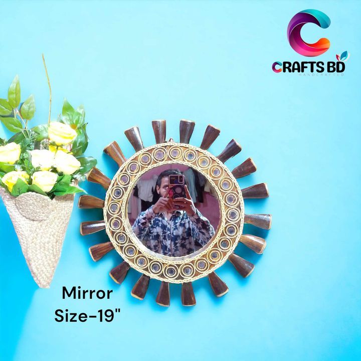Wooden Bamboo Zigzag Mirror