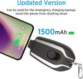 Type-"C" Mini Keychain Power Bank Portable Emergency Phone Charger.