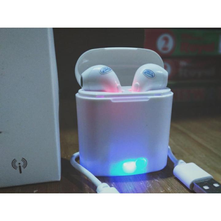 HBQ I7S TWS Double Dual Mini Wireless 4.1 Bluetooth Earphone With Power Case - White - Bluetooth Headphone