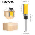 Router knife flat bottom bearing type 6mm handle hand router, power router, CNC engraving machine trimming machine for straight clean cut.