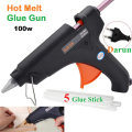 Combo Pack 100W Hot Melt Glue Gun With 5 Glue Stick, 100 Watt Glue Gun For Diy Art Crafts, Joint Repair.