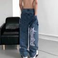 Baggy Jeans American Vintage Embroidered Black Jeans Men Spring and Autumn Personalized Fashion Trousers Cargo Pants Men.