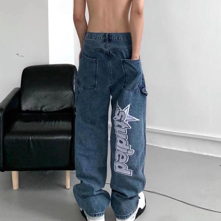 Baggy Jeans American Vintage Embroidered Black Jeans Men Spring and Autumn Personalized Fashion Trousers Cargo Pants Men