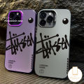 Trendy Brand Stussy Billiards Phone Case Compatible for IPhone 11 13 14 15 12 Pro Max 7 8 14 Plus X XR XS Max 7Plus SE 2020 Luxury Plating Graffiti Letters Shockproof Cover.