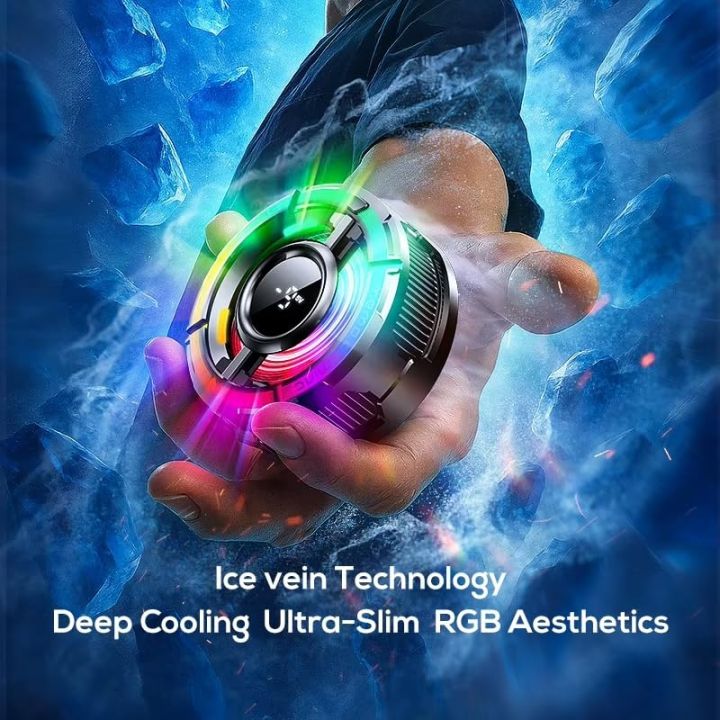 For Memo CX15 IceStorm Game Cooling Fan L1-5V Mode/AI Mode Phone Radiator Cooler with Central Temp Display 3 Mode RGB(Rainbow, Breathing,Gradient) Cool Light