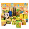 Children's Wisdom Early Education Building Blocks Wooden Toys 9 Six-sided Painting Three-dimensional Puzzle Blocks Wholesale Kindergarten Baby.