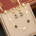 New stainless steel flat chain black and white butterfly necklace earrings bracelet when fashion jewelry. 
