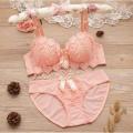 Women Push Up Bra and Panty Set Girl Floral Lace Underwear Set Underwire Brassiere.