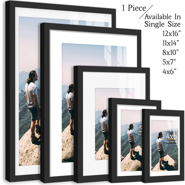 1pc Matte Black Wall Gallery Picture Frame, Available In Single Size 12x16/11x14/8x10/5x7/4x6 Inch , Wall Hanging Photo Frame