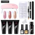 Nyt 11Pcs Set 3 Color Polygel Nail Kit Nail Builder Kit Nail Extension Kit With Uv Lamp Top Coat Base Coat All-In-One For Nail Starter Different Nail Art Ideas Diy Home Manicure. 
