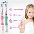 Seago Electric Toothbrush For Kids Colorful LED Flashlight 16000 Strokes Frequency Dupont Bristle 2 Heads Time Sonic Vibration. 