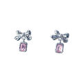 Bow zircon stud earrings women's light luxury, exquisite niche design, simple and versatile, fashionable, high-end temperament ear jewelry.