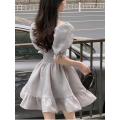2023 Summer Lace Vintage Pink Dress Women Fairy French Party Midi Dress Office Lady Elegant One Piece Dress Korean Fashion Chic. 