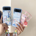 Wavy Phone Case For Samsung Galaxy Z Flip 4 5 3 Cute Pink Hello Kitty Cinnamoroll Sanrio Kuromi Edge Back Cover Mascaraara. 
