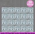 Bundle of 20 Pieces Multi Function Universal Wall Gang Socket - 8 Pin Gang Universal Socket. 