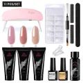 Lanmuiar 11pcs set 3 Color Polygel Nail Kit Nail Builder Kit Nail Extension Kit with UV Lamp Top Coat Base Coat All-in-One for Nail Starter Different Nail Art Ideas DIY Home Manicure. 