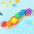 Wooden Rotating Gear Caterar Game Children Kids Color Recognition Enlightenment Early Learning Educational Toys.