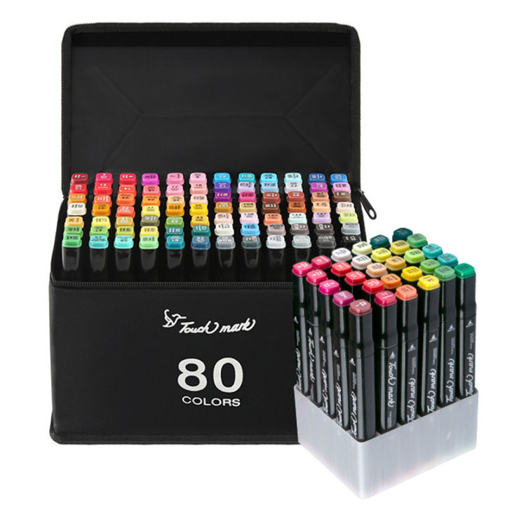 12-80 Colors Art Marker Alcohol Felt Pen Manga Sketching Markers Dual Brush Art School Supplies Drawing Set School Supplies Amour zii