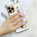 Jizetin for OPPO Reno4 Z 5G Back Cover With 3D Love Heart Wristband Chain Luxury Plating Fashion Bracelet Phone Cases.