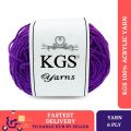 KGS 100% Acrylic Yarn | 50 GM | Medium 6 Ply | for Crocheting and Knitting. 