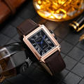 Square Design Men'S Belt Watch Stylish Leather Strap Elegant Finish Men'S Watch Roman Numerals Square Watch For Business Attire.
