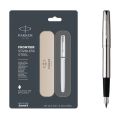 Parker Frontier Stainless Steel Fountain Pen With Stainless Steel Trim. 