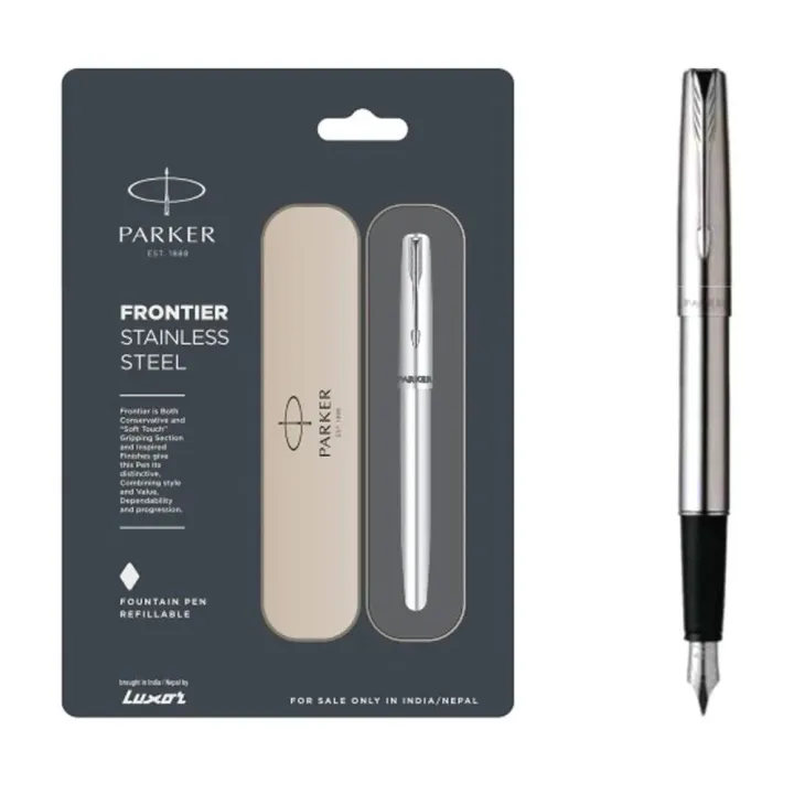 Parker%20Frontier%20Stainless%20Steel%20Fountain%20Pen%20With%20Stainless%20Steel%20Trim%20-%20Image%202